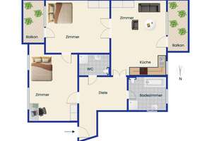 Stilvoll wohnen in Bestlage - exklusive 3-Zimmer-Wohnung mit 2 Balkonen in Berlin Wilmersdorf – Die vollständige Adresse der Immobilie erhältst du vom Anbieter., 10719 Wilmersdorf, Berlin – Vorschaubild 14