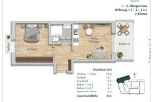 2-Zimmer Neubauwohnung mit Sonnenbalkon in Südausrichtung auf der ruhigen Gartenseite – Rather Broich 154, 40470 Rath, Düsseldorf – Vorschaubild 9