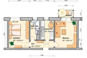 Sanierte 2-Raum-Wohnung mit Dusche und Balkon! – Südstraße 6a, 8412 Werdau – Vorschaubild 2