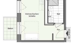 1-Zimmer-Neubauwohnung mit EBK und Balkon – Landfliegerstraße 10, 12487 Johannisthal, Berlin – Vorschaubild 2