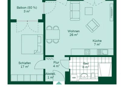 2-Zimmerwohnung mit Wannenbad und Balkon mit hotsell separater Küche in Düsseldorf-Garath