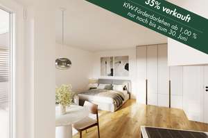 1-Zimmer Neubauwohnung mit Sonnenbalkon in Südausrichtung auf der ruhigen Gartenseite