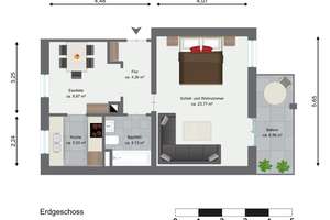 Schicke, voll möblierte 2-Zimmer Wohnung mit Balkon im 1. OG in Heilbronner Kernstadt – Die vollständige Adresse der Immobilie erhältst du vom Anbieter., 74076 Heilbronn, Heilbronn – Vorschaubild 9