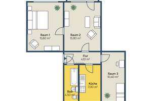3-Raum-Wohnung mit Balkon und Tageslichtbad am Baggersee – 4349 Thekla, Leipzig – Vorschaubild 5