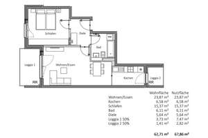 Sehr helle 2-Zimmer-Wohnung mit 2 Loggien, Einbauküche & TG, frei ab 1.09 – Konrad-Celtis-Straße 91, 81369 Mittersendling, München – Vorschaubild 3