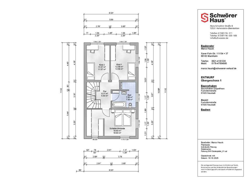 Grundriss DHH Bodenplatte OG_V