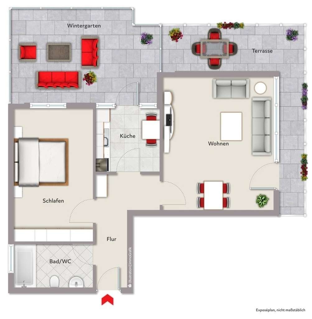 Immobilie in Schwaikheim -  2-Zimmer-Etagenwohnung mit Wintergarten und herrlichem Blick in Schwaikheim! - Bild 1