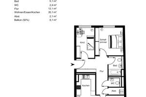 Helle 3-Zimmer-Wohnung mit Südbalkon – Hermann-Weinhauser-Straße 67, 81673 Echarding, München – Vorschaubild 15