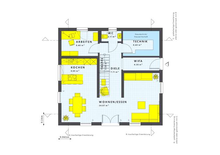 Grundriss Erdgeschoss giebelse