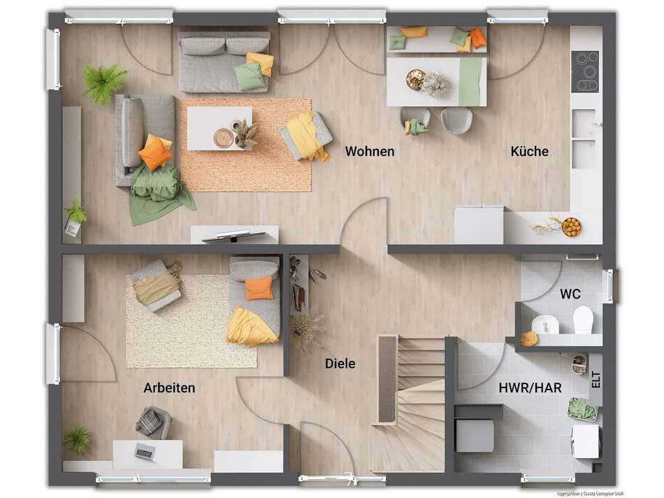 Beispiel EG offene Küche im Wo