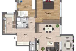 Renovierte 3-Zi.-Wohnung mit Loggia in beliebter Wohnlage in Erlangen – 91056 Heiligenloh, Erlangen – Vorschaubild 9