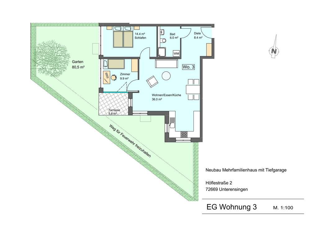 Immobilie in Unterensingen - 3-Zimmer Erdgeschoss Neubauwohnung  (Fertigstellung: Q3-2026) - Bild 0