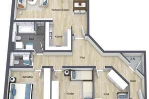 Familienfreundliche 4-Zimmer-Wohnung mit Balkon und moderner Raumaufteilung