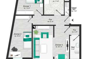 Altbau, Charme, Lage! Helle 3-Zimmer-Wohnung im Winterhude – Die vollständige Adresse der Immobilie erhältst du vom Anbieter., 22299 Winterhude, Hamburg – Vorschaubild 14