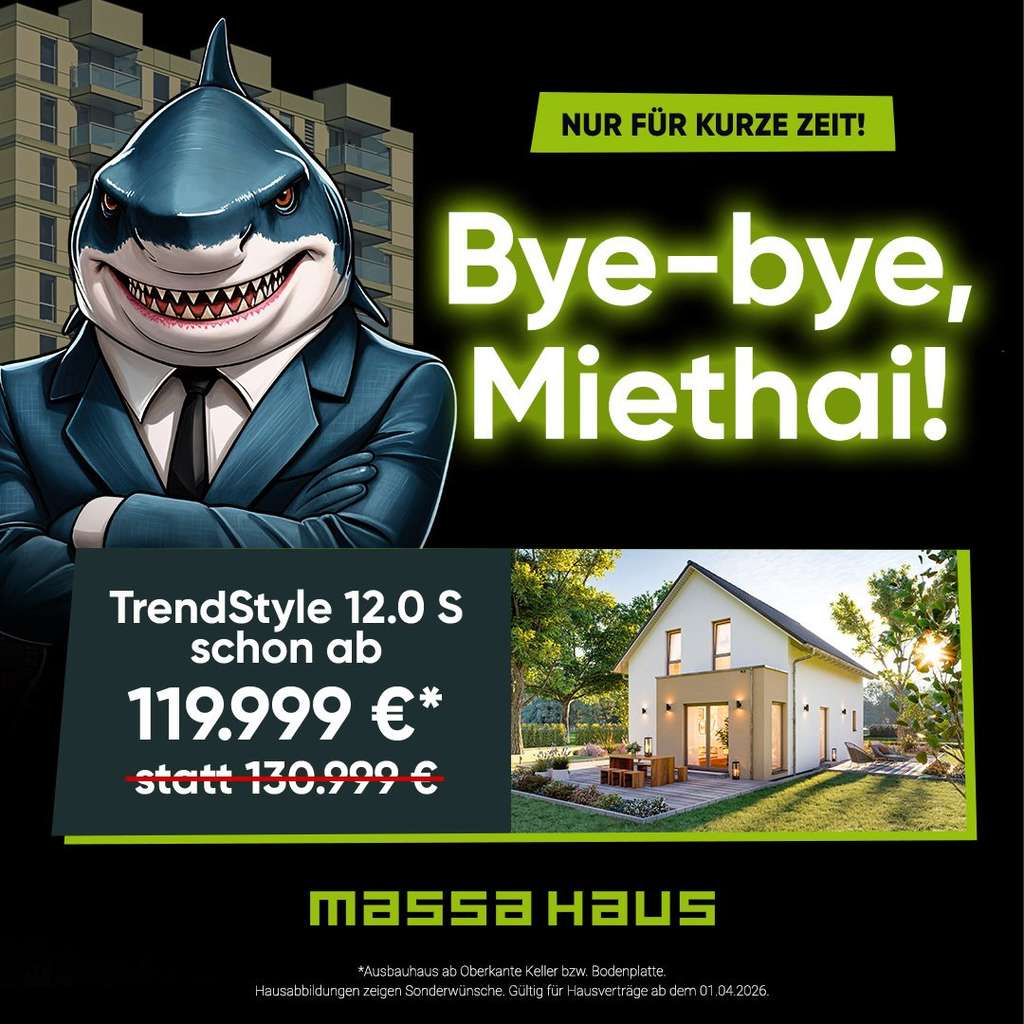 Immobilie in Reinsdorf - massa Ausbhauhaus TrendStyle 12.0 - 4 Zimmer Eigenheim für Macher - Bild 0