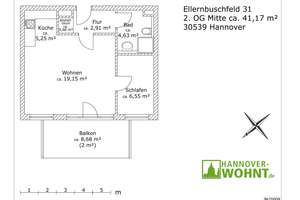 1,5 Zimmerwohnung in Hannover/Kronsberg – Ellernbuschfeld 31, 30539 Bemerode, Hannover – Vorschaubild 7