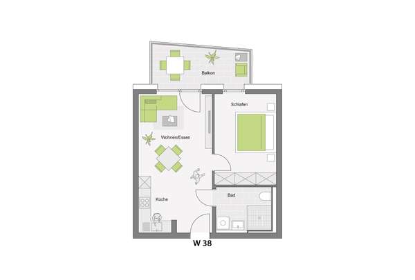 Betreutes Wohnen | 2-Zimmerwohnung im Dachgeschoss