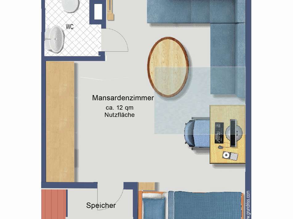 Grundriss Mansardenzimmer