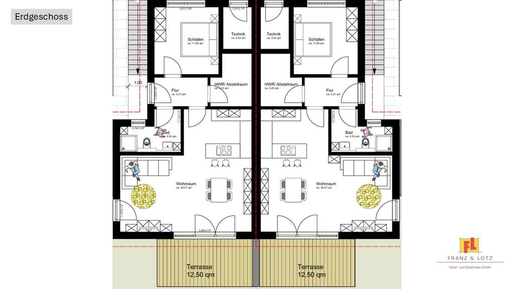 Immobilie in Allendorf (Lumda) - Exklusive 2 Zimmer Neubau-Designwohnungen mit Terrasse und Garten in Allendorf/ Lda. - Bild 3