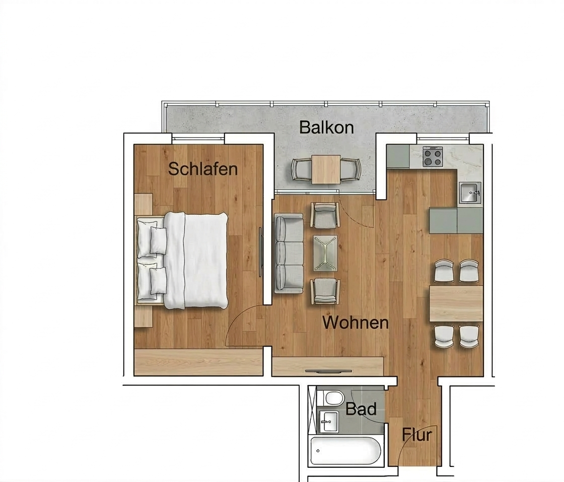 Solide 2-Zimmer Wohnung in Augsburg-Lechhausen, Augsburg – Bild 1
