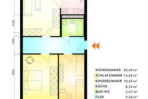 3-Raum-Wohnung in der Nähe des Kulkwitzer Sees – Pfaffensteinstr. 4, 4207 Lausen-Grünau, Leipzig – Vorschaubild 2