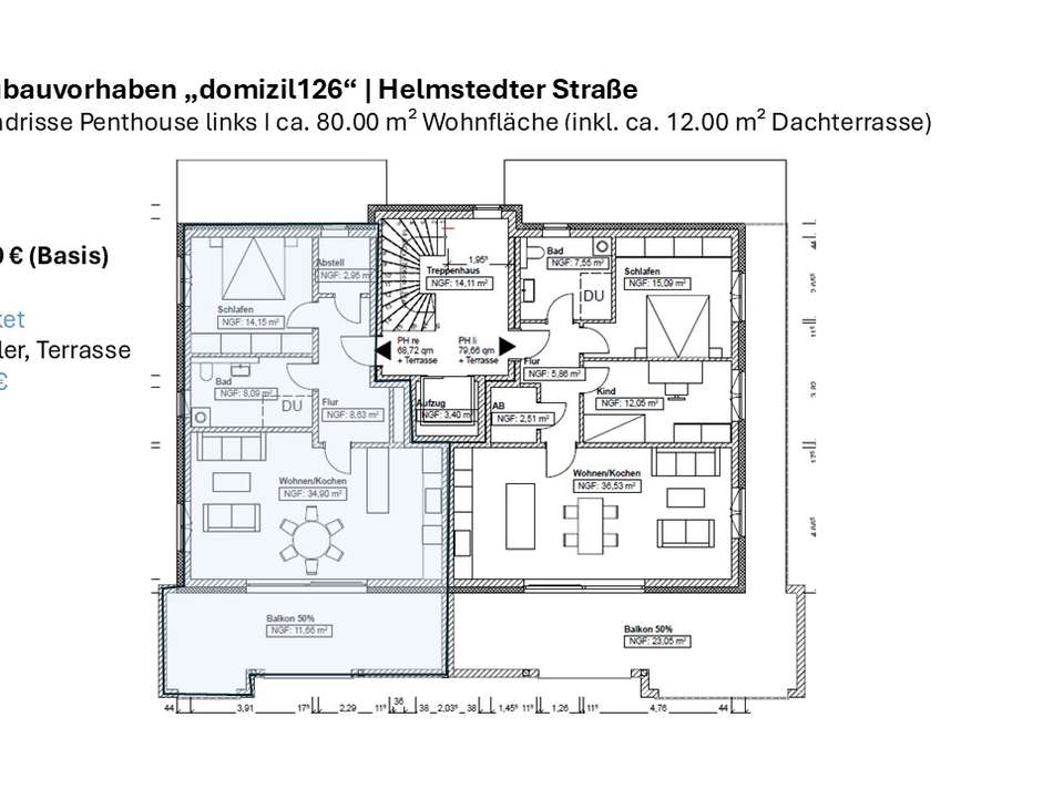 Penthouse 5a - 80 m² Wfl.