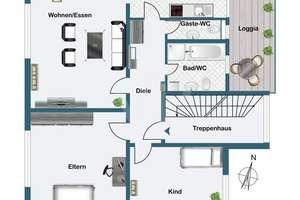 3 Zi- Dachgeschosswohnung mit Loggia, Stellplatz und Ausbaupotential - Hohenwettersbach – 76228 Hohenwettersbach, Karlsruhe – Vorschaubild 12