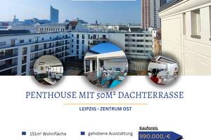 **EXKLUSIVES PENTHOUSE MIT 50m² Dachterrasse – EINZIGARTIGE RESIDENZ IM HERZEN VON LEIPZIG**