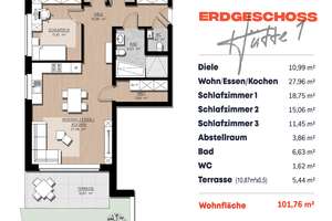 Exklusive 4-Zimmer-Neubauwohnung mit Terrasse, Gartenanteil & Tiefgaragenstellplatz! – Die vollständige Adresse der Immobilie erhältst du vom Anbieter., 41066 Bettrath-Hoven, Mönchengladbach – Vorschaubild 8