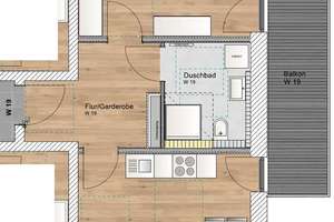 KfW 40 QNG: 150.000 € Förderkredit - 2 Zimmer DG Wohnung mit Ostbalkon – Wasserturmstraße 3-5, 85748 Garching bei München – Vorschaubild 2