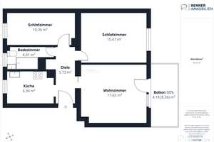Gepflegte 3-Zimmer-Wohnung mit Südost-Balkon – attraktive Kapitalanlage in begehrter Lage – Die vollständige Adresse der Immobilie erhältst du vom Anbieter., 90478 Ludwigsfeld, Nürnberg – Vorschaubild 13