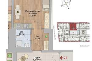 * moderne 1-Raumwohnung mit Dachloggia * ab sofort * – Die vollständige Adresse der Immobilie erhältst du vom Anbieter., 1277 Striesen-Ost, Dresden – Vorschaubild 4