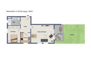2-Raum-Wohnung | TG-Stellplatz | Tageslichtbad mit Wanne | Terrasse mit Gartenanteil | zur Kapitalan – Martinshöhe 12, 4158 Wiederitzsch, Leipzig – Vorschaubild 11