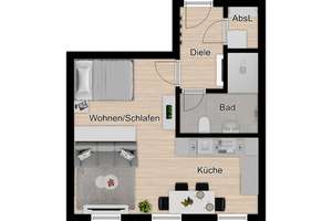 Vollständig Möblierte und sanierte Einzimmerwohnung im Herzen von Köln – Die vollständige Adresse der Immobilie erhältst du vom Anbieter., 50676 Altstadt/Süd, Köln – Vorschaubild 7