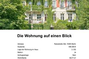 Helle 2-Zimmerwohnung mit Südostbalkon direkt im Kollwitzkiez – Rykestraße 32b, 10405 Prenzlauer Berg, Berlin – Vorschaubild 2