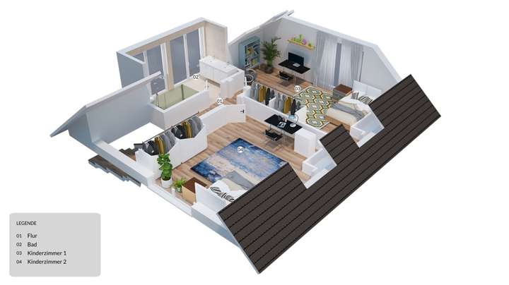 3D Grundriss Dachgeschoss