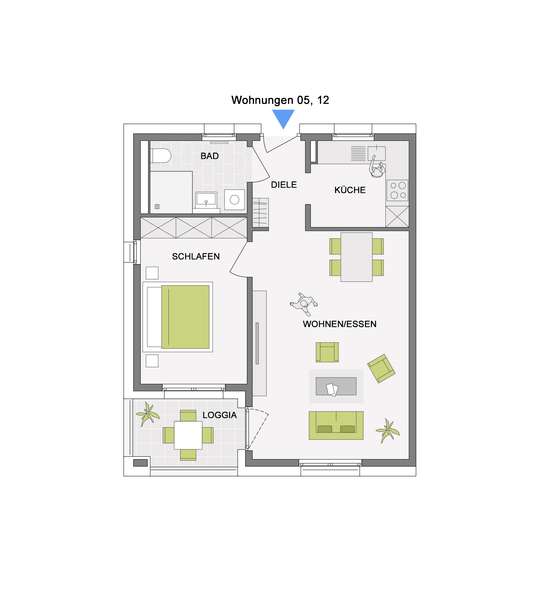 2-Zimmer im Obergeschoss