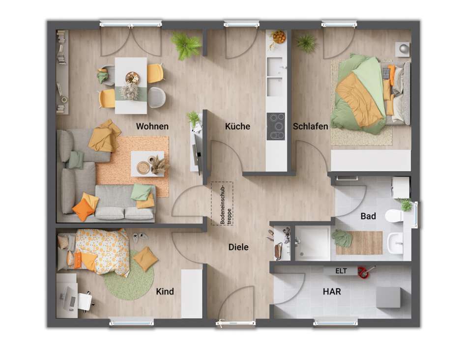 Grundrissbeispiel 3 Zimmer