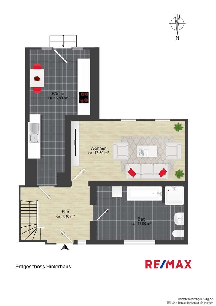 Erdgeschoss mittleres Haus