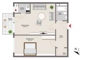 Kurzfristig bezugsfrei: Attraktive 2-Zimmer-Wohnung beliebter Lage – Die vollständige Adresse der Immobilie erhältst du vom Anbieter., 80939 Freimann, München – Vorschaubild 11