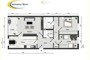 3-ZImmerwohnung mit Balkon im 5.OG, Kellerraum in Bonn Beuel