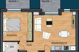 Moderne 2-Zimmer-Wohnung im 2. OG mit Balkon in Mainz-Altstadt – Die vollständige Adresse der Immobilie erhältst du vom Anbieter., 55116 Altstadt, Mainz – Vorschaubild 5
