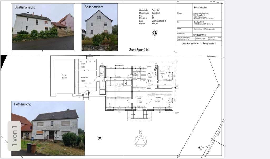 Immobilie in Brachttal - Familienfreundliches Einfamilienwohnhaus mit 2 Garagen, 2 Stellplätzen  und großer Scheune - Bild 2
