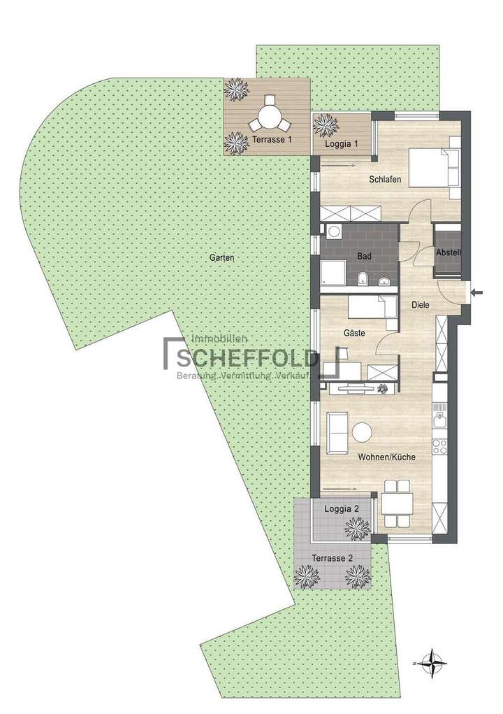 Grundriss Typ C mit Garten