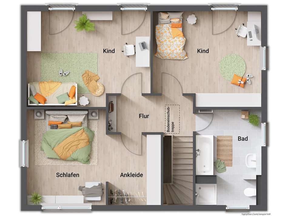 Beispiel OG 3 Zimmervariante