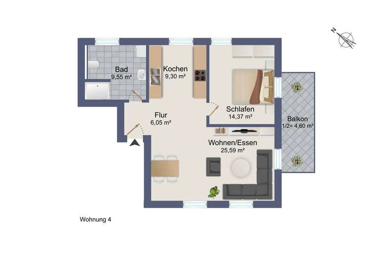 Grundriss Whg 4 - 1. OG