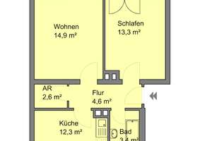 Hell durchflutete 2-Zimmer-Wohnung mit Balkon und großer Küche – Kieslingstr. 20, 90491 Schoppershof, Nürnberg – Vorschaubild 3