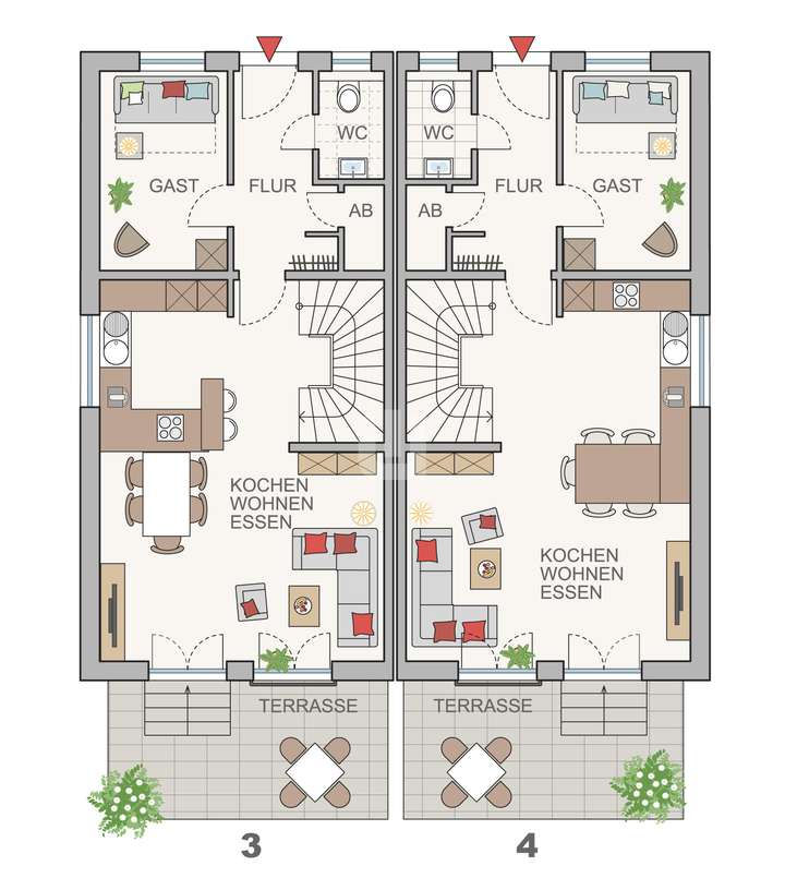 Grundriss Erdgeschoss Haus 3 &