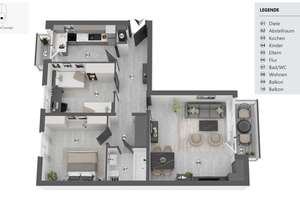 Lichtdurchflutete 3-Zimmer-Wohnung mit zwei Balkonen in Düsseldorf-Hassels mit Option auf 1 Garage – Die vollständige Adresse der Immobilie erhältst du vom Anbieter., 40599 Hassels, Düsseldorf – Vorschaubild 13