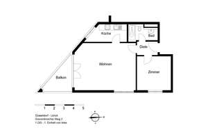 Moderne 2-Zimmer-Wohnung mit Balkon in Bestlage Düsseldorf-Lörick - sofort bezugsfrei TE 10_ME01 – Grevenbroicher Weg 2, 40547 Lörick, Düsseldorf – Vorschaubild 3
